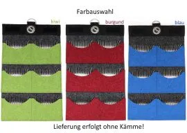 Hochwertige Filz-Kammtasche (Comb Pouch) / Unterkammtasche zur Aufbewahrung von 6-12 Schafscherkmmen mit Farbauswahl